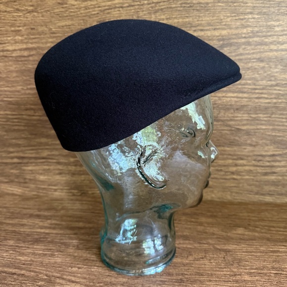 Cuffley Cap Stetson England Newsboy Hat Black Wool Cabbie Water Repellent S - Picture 1 of 9